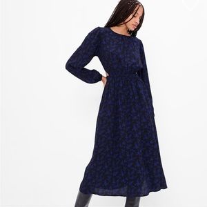GAP cutout midi dress. Black and blue floral. L Tall.